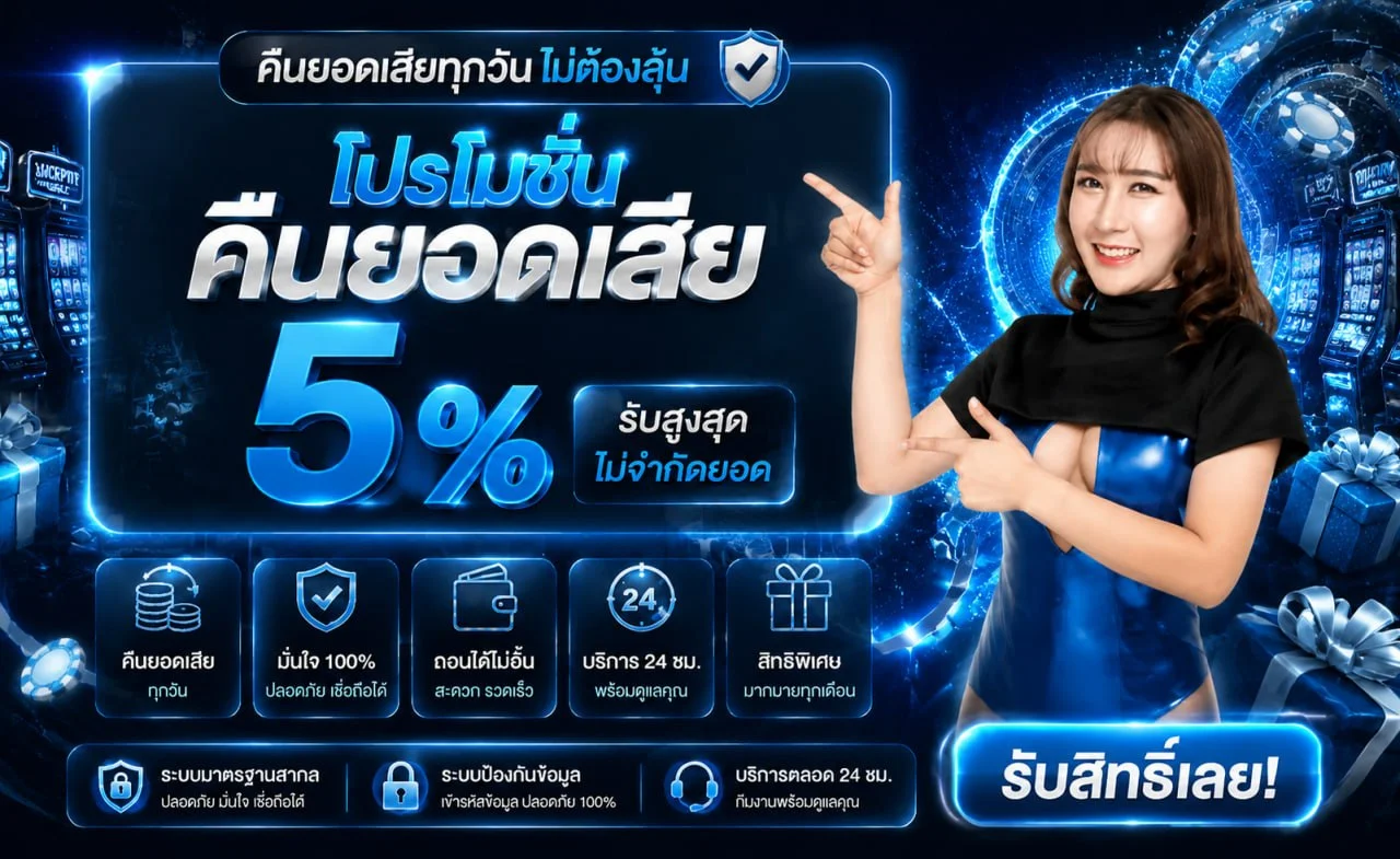 แบนเนอร์ WINROI ทางเข้าเว็บตรง โทนน้ำเงินทอง
